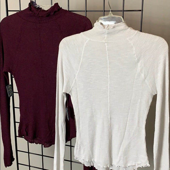 FREE PEOPLE Skyline Thermal Top, Wine or White XS - New w/Tags - Picture 7 of 7